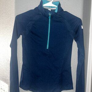 Under Armour HeatGear Half-Zip Running Pullover | Navy & Teal Athletic Top | Siz
